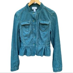 Ann Taylor LOFT Jade Corduroy Cropped Peplum Blazer Womens 4